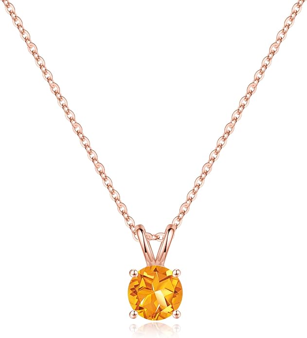 SMILEST Birthstone Necklace for Women Mom Wife, 1ct Sparkle Round Cut Birthstone Pendant 925 Sterling Silver Necklace Gifts for Women Mom Wife Friend