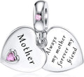 JIAYIQI Mother Sister Daughter Wife Charms Fit Charms Bracelet Necklace with Double Heart Love Charms 925 Sterling Silver Beads for Women Jewelry