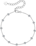 Bezel Moissanite Link Bracelet 0.66cttw D Color VVS1 925 Sterling Silver Adjustable Dainty Bracelets for Women Wife Birthday Jewelry Gifts
