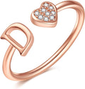 Valentines Day Gift Initial Rings for Teen Girls - S925 Heart Sterling Silver Rings for Teen Girls | 14K Gold/Rose Gold/Sterling Silver Plated Ring for Girls Kids Women Ring for Teenager Girls Gifts Adjustable, No Tarnish, Hypoallergenic