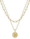 Yoosteel Valentines Gifts for Women Her - Gold Layered Initial Necklaces for Women 14K Gold Plated Dainty Layering Paperclip Link Chain Necklace Coin Initial Necklace Birthday Gifts for Teen Girls