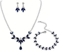 UDYLGOON Sparkling Bridal Jewelry Set for Bride & Bridesmaids, Imitation Cubic Zirconia Necklace, Earrings, Bracelet - Real Gold Plated, Hypoallergenic Gift for Her