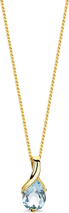 Orovi 14K Gold Necklace for Women in 14K Yellow Gold/White Gold 585 with Ruby/Sapphire/Emerald/Topaz/Amethyst Gemstone/Birthstone Pendant Necklace and Gold Chain 17.7 ″ Long - Women's Jewelry