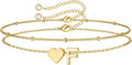 M MOOHAM Valentines Day Gifts for Kids Teen Girls -14K-Gold-Plated Heart Initial A-Z Bracelets for Women Girl Dainty Gold Bracelets Birthday Valentines Gifts for Women Her Teenage Girls Kid Teen Gift