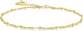 14K Gold Anklets for Women Gold Ankle Bracelets for Women Beaded Anklet for Womens Ankle Bracelet Water Wave-Inspired Design with Beads Twisted Anklets for Womens 9.4'' to 11''