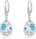 Turtle Earrings for Women S925 Sterling Silver Hawaii Blue Opal Sea Starfish Dangle Earring Tortoise Drop Animal Statement Ocean Summer Beach Vacation Jewelry Mothers Day Christmas Gift