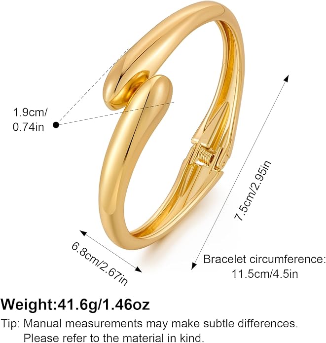 MUYAN Polished Chunky Hinged Bangle Bracelet for Women Trendy Twisted Statement Cuff Bracelet Fashion Jewelry