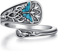 Spoon Ring for Women 925 Sterling Silver Hummingbird Ring Vintage Antique Spoon Rings Hummingbird Jewelry Adjustable Rings for Women