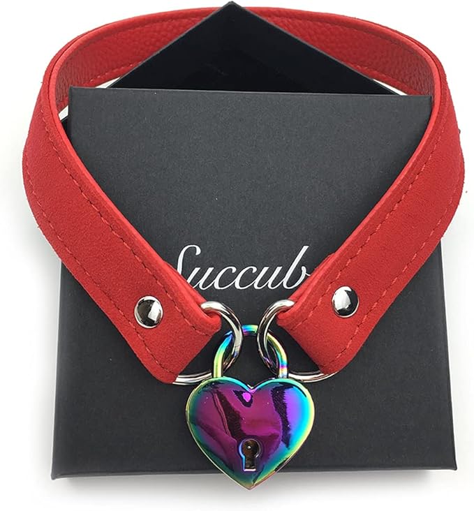 Padlock Choker Collar Necklace with Lock and Key Heart Lock Choker for Women and Men (E, 14)
