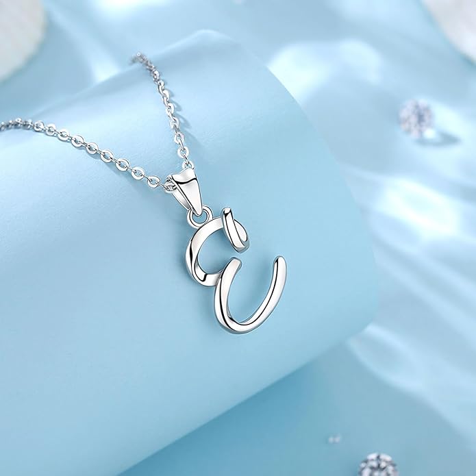 EUDORA Sterling Silver Initial Necklaces for Women, Classic 26 Letter Neckless Gifts for Girls, Sister, Mother Daughter, 18 inch Chain