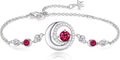 FANCIME Birthstone Bracelets 925 Sterling Silver Moon and Star Bangle Charm Bracelet Fine Jewelry Birthday Anniversary Christmas Day Gift for Her Women, Adjustable Chain 6.7"+1.2" Extend