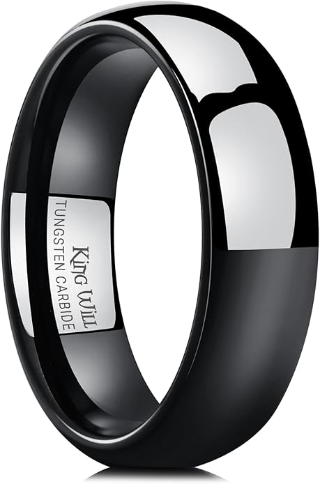 King Will Tungsten Carbide Wedding Band for Men Women Promise Rings for Couples Domed High Polish