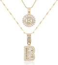 Letter Necklace 14k Gold Plated Bling Dainty Necklaces Trendy Chunky Custom Name Necklace Personalized Round Circle Pendant Zirconia Letters Name Crystal Jewelry Gifts for Women