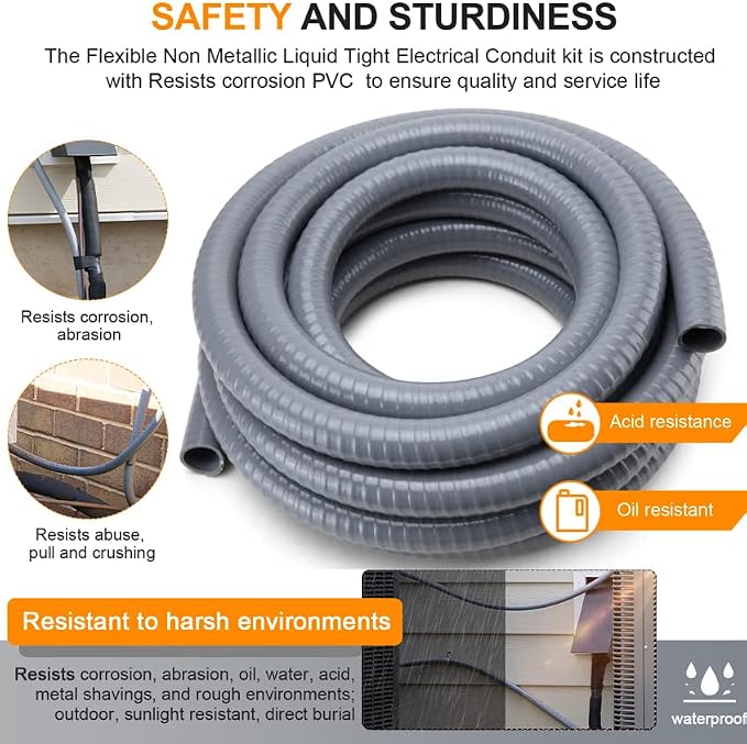 DWALE Liquid-Tight Conduit and Connector Kit, Flexible Non Metallic Liquid - Image 3