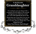 To My Granddaughter Bracelet from Grandma and Grandpa, Heart Chain Bracelet with Shiny Stones, Perfect Birthday or Graduation Christmas Gift for Granddaughter with Message Card and Gift Box
