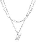 adoyi Valentines Day Gifts for Women Hers Dainty 14K Gold Plated Heart Initial Necklaces Layered Letter A-Z Pendant Necklace Stack Trendy Jewelry Birthday Valentines Day Gifts for Women Jewelry