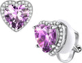 FindChic Sparkling Birthstone Clip On Earrings for Women, Silver Plated Stud Earrings 8MM Cubic Zirconia Non Pierced Studs, 12 Months Birthday Jewelry Gift