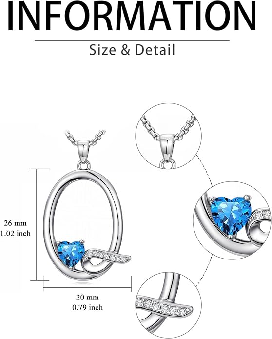 Valentines Day Gifts for Women Alphabet A to Z Initial Birthstone Pendant Necklaces for Women - 18k White Gold Plated Personalized Name Jewelry Valentine Mothers Day Birthday Gifts for Women Her Girlfriend