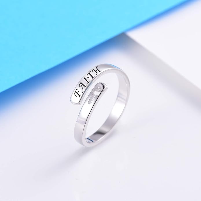 Fookduoduo 925 Sterling Silver Ring Inspirational Jewelry adjustable Wrap Open Rings for Women