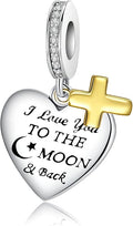 Birthday Fashion Love Heart Dangle Charm 925 Sterling Silver Charms fits Bracelets and Necklace Pendant Bead Charms Jewelry Present for Women Family Friends