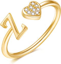 Valentines Day Gift Initial Rings for Teen Girls - S925 Heart Sterling Silver Rings for Teen Girls | 14K Gold/Rose Gold/Sterling Silver Plated Ring for Girls Kids Women Ring for Teenager Girls Gifts Adjustable, No Tarnish, Hypoallergenic