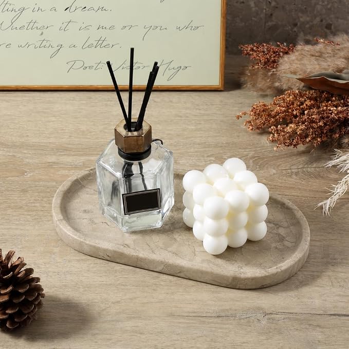 Natural Silver Pearl Marble Decorative Tray, Catchall Tray Stone Plate - Image 8