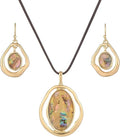 Madison Tyler Gold Plated Jewelry Set for Women | Silver Teardrop Pendant Necklace Trendy | Long Necklace with Snake Chain | Fashion Dangle Earring Set