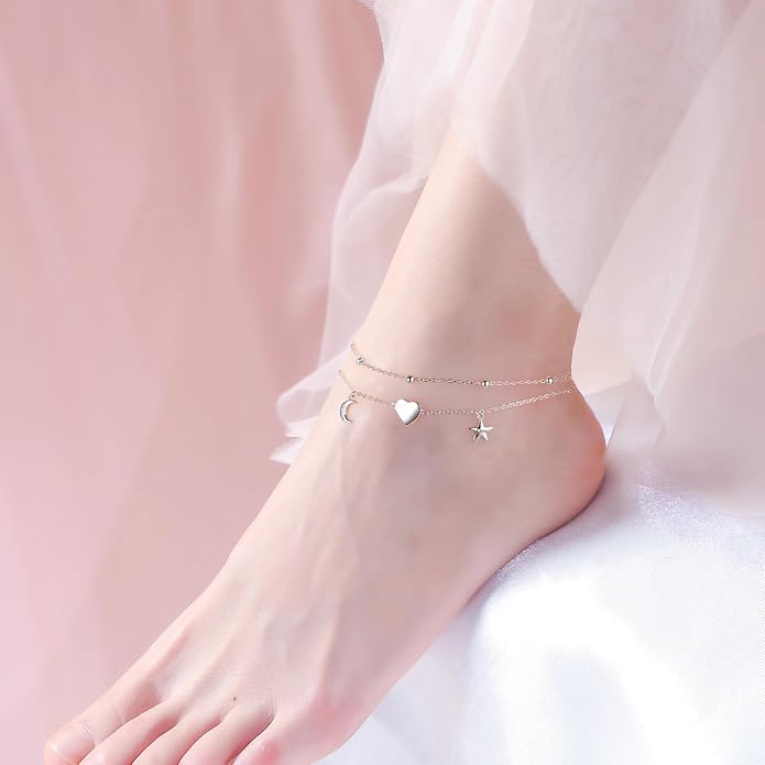 S925 Sterling Silver Anklets Adjustable Beach Foot Ankle Bracelet Jewelry Gifts For Women Girls