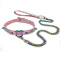 Succuba Handmade Heart Ring Rhinestone Letter Pu Leather Choker Collar Necklace for Women and Men