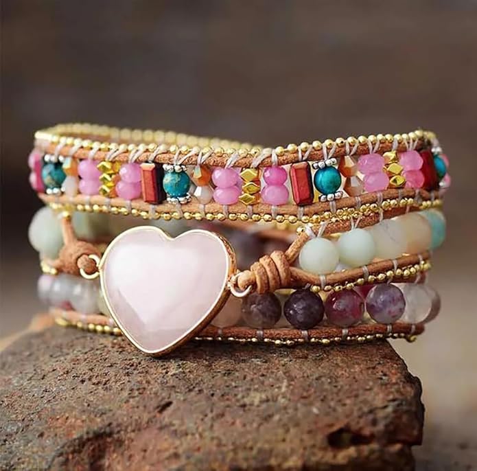ZOSOJONA Women Wrap Bracelets Boho Natural Stone Jasper Turquoises Strand Bracelet Jewelry Collection