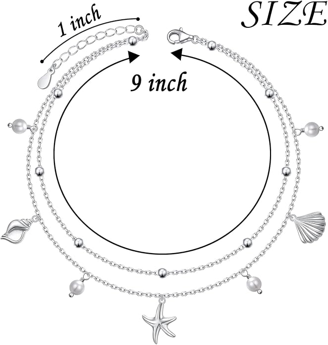 S925 Sterling Silver Ankle Bracelets Anchor/infinity/Starfish Anklet for Women Blue Opal Moonstone Anklet Foot Chain Beach Anklets Jewelry