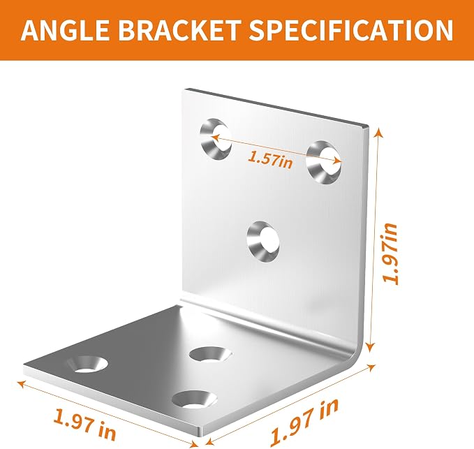 20Pcs Stainless Steel Angle Bracket 2In Heavy Duty Corner Brackets - Image 2