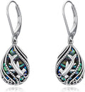 Animal Earrings 925 Sterling Silver Abalone Shell Dangle Drop Earrings Leverback Earrings Cute Animal Jewelry Gifts for Women Girlfriend