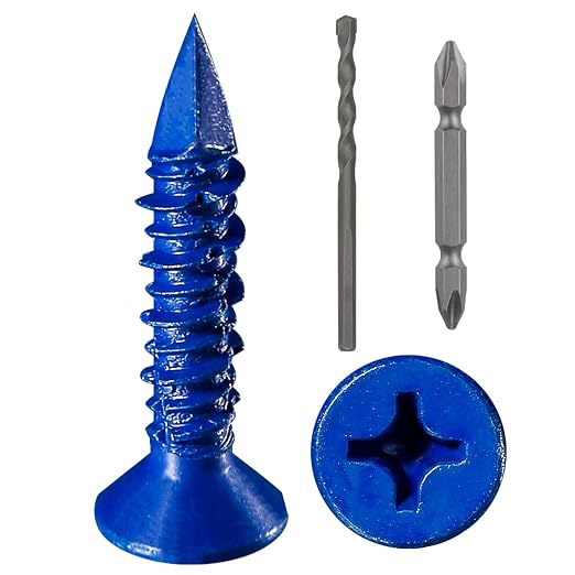 Wensilon WenSilon 3/16''x1-1/4 Concrete Screw Anchor Blue Flat Head by Wensilon