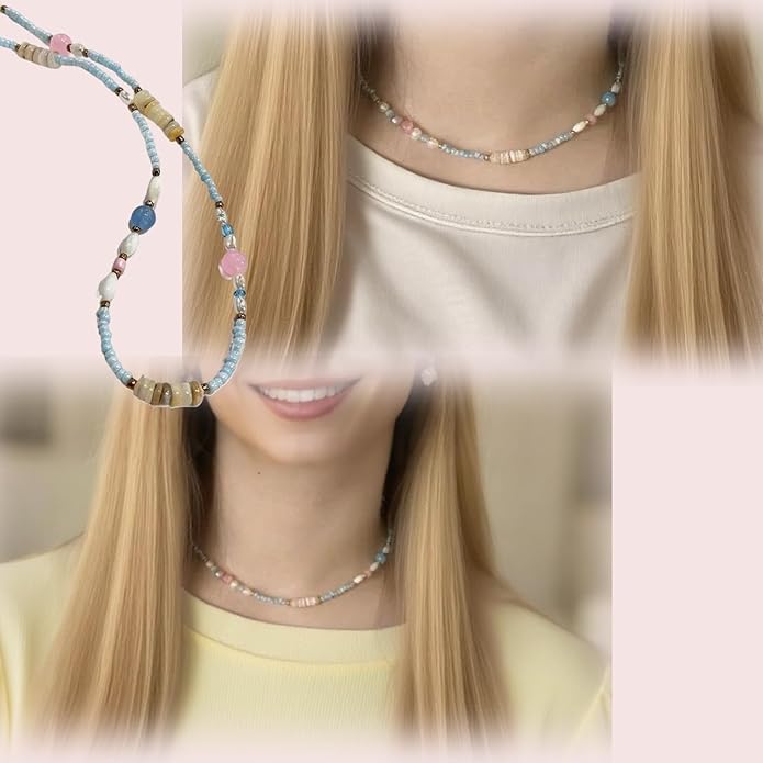 Boho Necklaces for Women, Vintage Pendant Necklaces Two Layers of Wear Choker, Adjustable Trendy Necklace Hippie Handmade Fashion Jewelry Accessories, Birthday Gifts