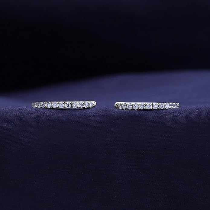 Huggie Hoop Earrings For Women, 0.30 Carat Round Shape Lab Grown Diamond Wedding Bridal Hoop Earrings In 10K Solid Gold Or 925 Sterling Silver Jewelry Gifts For Her (0.30 Cttw)