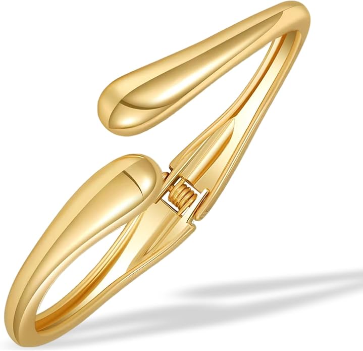 Gold Chunky Bangle Bracelet for Women Adjustable Twist Cuff Design Tarnish-proof Stackable Jewelry Gift