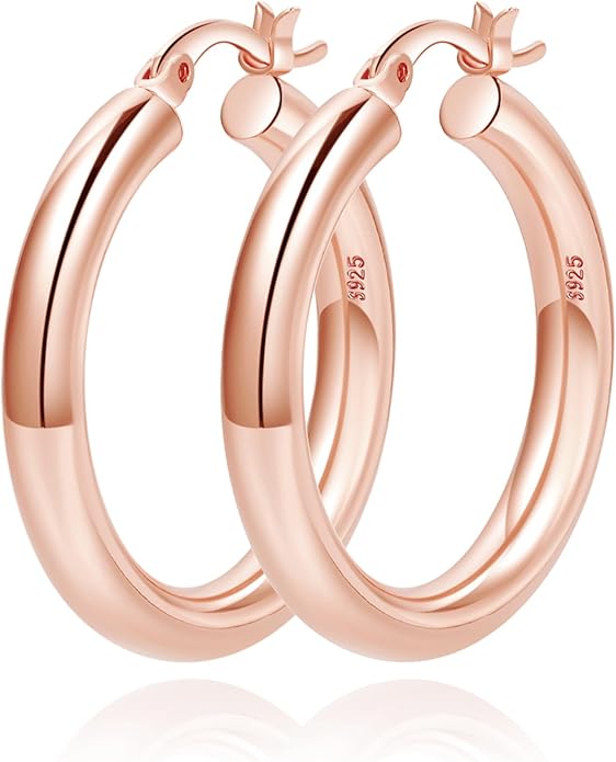 4mm Thick Gold Chunky Earrings Steling Silver Post Hoops Earrings For Women Hollow Tube Hoops Earrings Thick Gold Hoop Earrings Hypoallergenic Lightweight Gold Hoop Large Earrings 20/30/40/50/60MM