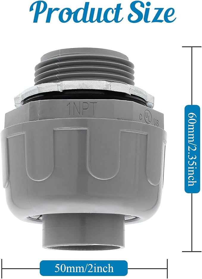 6Pcs 1 Inch NPT Liquid Tight Connector | Nonmetallic Straight, Electrical - Image 2