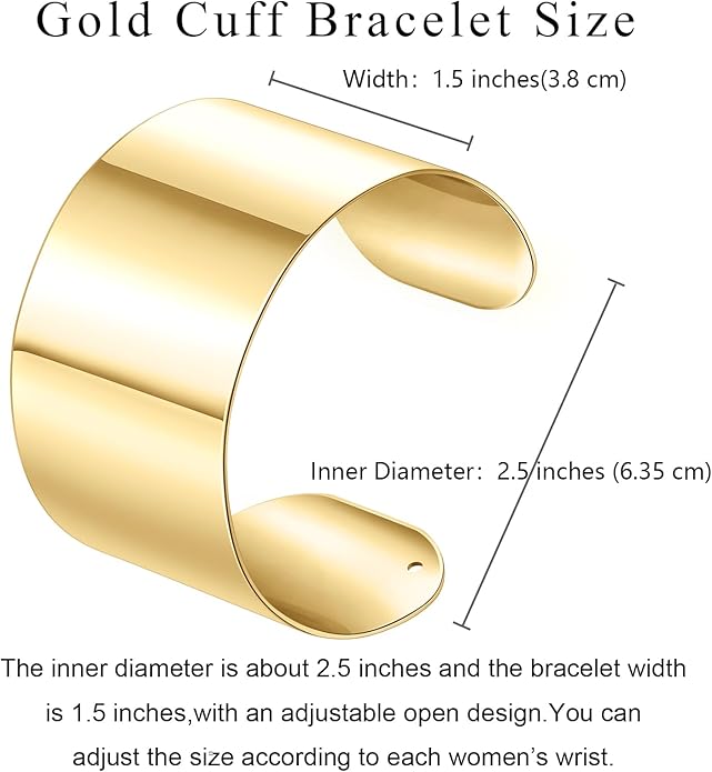 FIRAZIO 2-8 Pcs Cuff Bangle Bracelet for Women Open Wide Wire Bracelets Golden Wrist Cuff Wrap Bracelet Adjustable