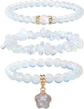 Healing Crystal Beaded Bracelets for Women,Natural Amethyst Gemstones Bracelet,Anxiety Stress Relief Heart Charm Bracelet Handmade purple Jewelry Gifts for Women