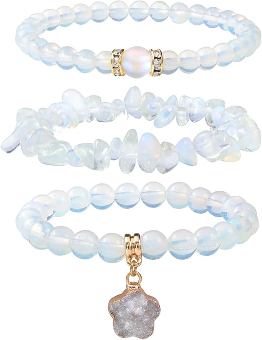 Healing Crystal Beaded Bracelets for Women,Natural Amethyst Gemstones Bracelet,Anxiety Stress Relief Heart Charm Bracelet Handmade purple Jewelry Gifts for Women