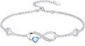 Dorunmo Infinity Heart Anklet Bracelet for Women 925 Sterling Silver Adjustable Infinity Birthstone Bracelet Friendship Jewelry Gifts for Women Birthday Christmas