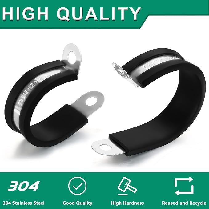OURU 30pcs 3/8 Inch Stainless Steel Cable Clamps, Rubber Coated Cushioned - Image 5
