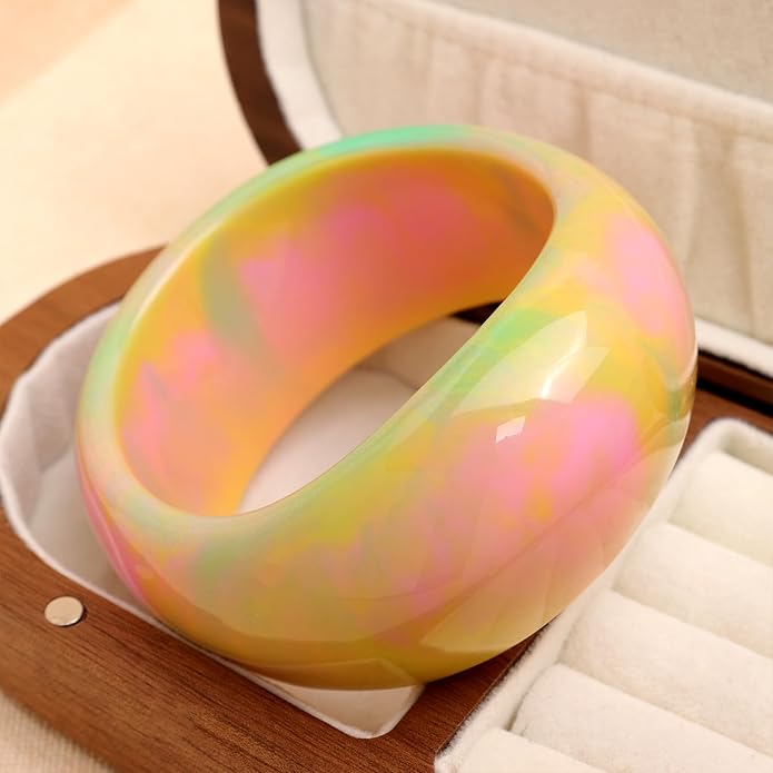 Chunky Resin Wide Bangle Bracelets for Women, Trendy Statement Minimalist Acrylic Bracelet Prom Holiday Jewelry Gift