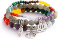 UEUC Tree of Life Yoga Healing Stone Bracelets,Multilayer Lotus Chakra Stone Reiki Bracelet Sets,Anxiety Crystal Natural Stone,for Women Stress Relief