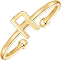 PAVOI 14K Gold Plated Initial Letter Adjustable Ring for Women - Thin Initial Band - Dainty Fashion Jewelry Gifts