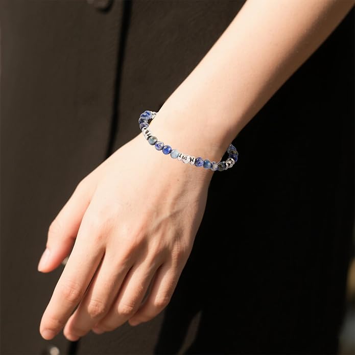 Natural Gem Stone Beaded Bracelets for Women Adjustable Stainless Steel Agate Lapis Tiger Eye Aventurine Rose Quartz