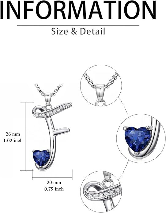 Valentines Day Gifts for Women Alphabet A to Z Initial Birthstone Pendant Necklaces for Women - 18k White Gold Plated Personalized Name Jewelry Valentine Mothers Day Birthday Gifts for Women Her Girlfriend