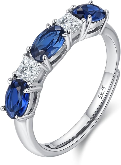 925 Sterling Silver Birthstone Rings for Women - Adjustable Size Women Jewelry Birthday Gifts for Girlfriend,Wife,Mom